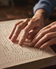 Celebrating World Braille Day, hands of a person on a braille script 