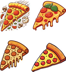 illustration of pizza set