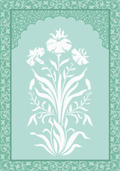 A beautiful composed seamless floral design pattern for digital print, Indian Mughal flower motif background border © Nayan