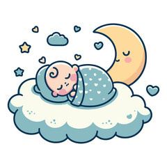 baby child sleeping in the clouds