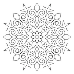 Mandala outline illustration, Anti-stress coloring book page for adults