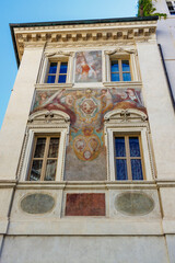 Fototapeta premium Ornate Renaissance facade of Palazzetto di Tizio di Spoleto palace in Rome, Italy, Europe