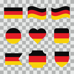 Collection flag of Germany isolated on transparent background. Vector illustration