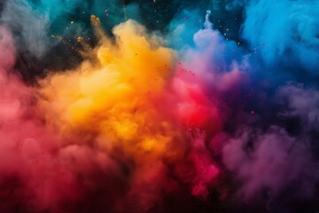Vibrant color powder splash creating a rainbow background for holi festival photography