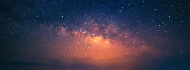 Milky way galaxy with stars and space dust in the universe, Night landscape with colorful milky way...