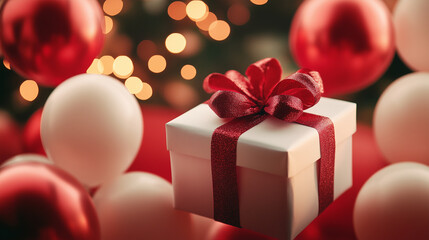 Obraz premium Wrapping Present Background with Balloons