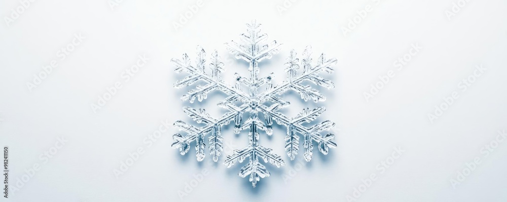 Aufkleber a delicate snowflake resting on white surface, showcasing intricate patterns and shimmering beauty o