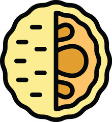 This is a vector illustration of a half mooncake showing its filling