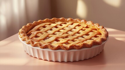 Homemade Lattice Crust Apple Pie.
