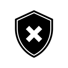 Shield with cross sign glyph