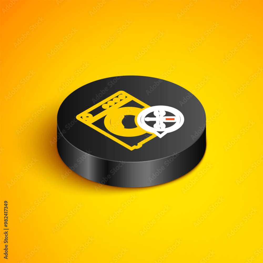 Wall mural isometric line washer with screwdriver and wrench icon isolated on yellow background. adjusting, ser