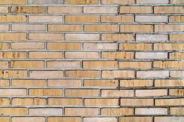 Brick wall background. Brown brickwork texture. Rock block pattern. Vintage stonewall. Abstract grunge urban design. Building masonry backdrop.