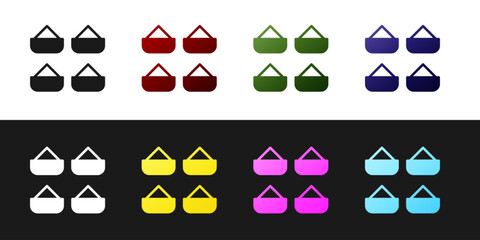 Set Indian spice icon isolated on black and white background. Vector