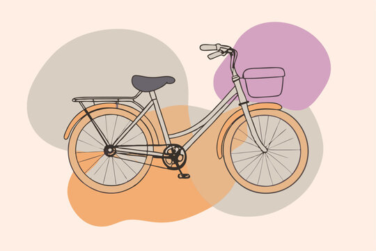 bicycle with orange wheels and basket clip art preview