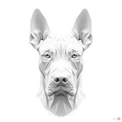 Dog head, isolated on a white background. Polygonal style trendy. Suitable for printing on a t-shirt, logo design.