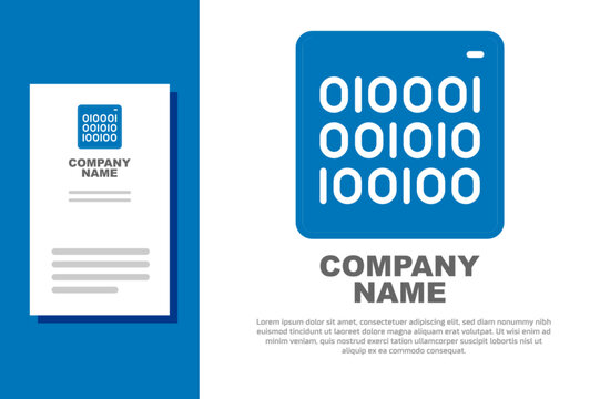 Blue Binary code icon isolated on white background. Logo design template element. Vector
