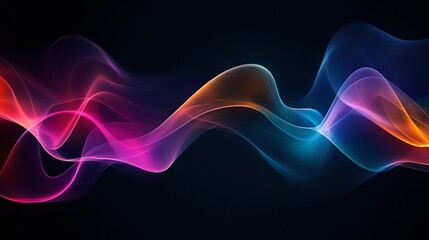 Abstract flowing waves of light in blue, pink, and orange.