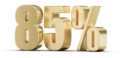 85 Percent Off Sale . Gold Number Discount 3D Render
