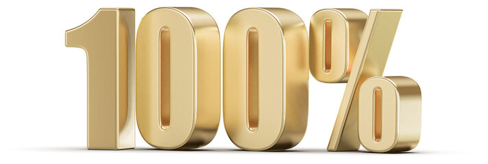 100 Percent . Gold Number Discount 3D Render