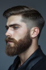 Obraz premium Well groomed Bearded Man in Formal Attire Posing Confidently in Studio