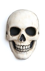 Fototapeta premium A Halloween mask, skull face, creepy and detailed, vintage style, isolated on white background