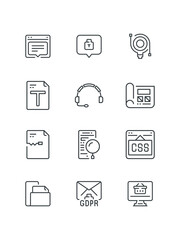 E commerce, Email GDPR, File and Folder, set of icons for web design, vector illustration