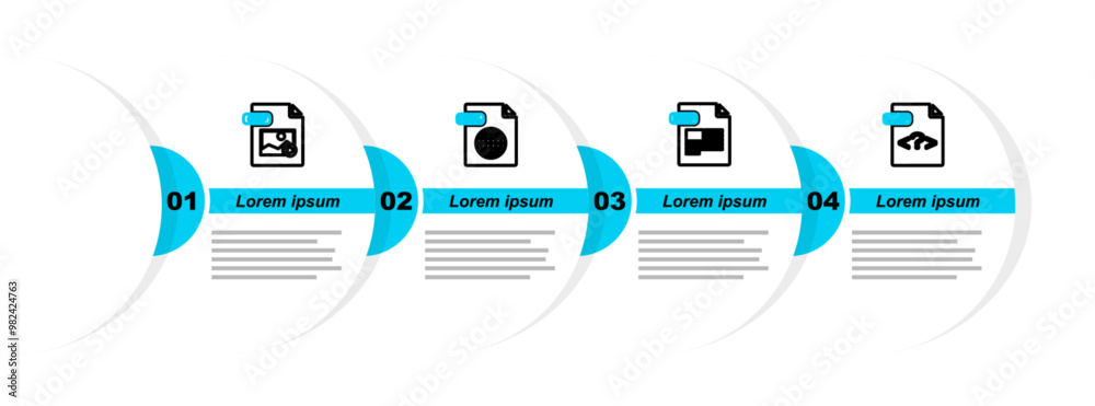 Poster set line php file document, pdf, html and gif icon. vector