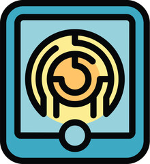 Smartphone displaying a fingerprint with data analysis lines, suggesting identity verification or biometric security