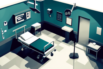 Cartoon scenery of a hospital room