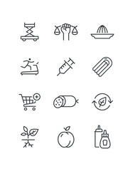 Mobile cell phone check, Motorcycle motorbike motocross, set of icons for web design, vector illustration