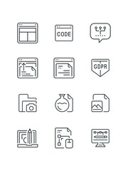 File Darwin, File, File Photo, Flasks, Folder, set of icons for web design, vector illustration