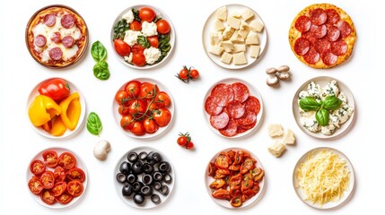 Pizza Ingredients on White Background.