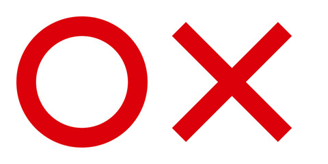 丸　バツ　赤　セット　シンプル　ベクター　イラスト