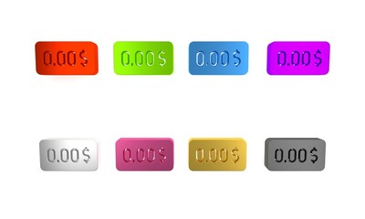 Colorful Zero cost icon isolated on white background. Empty bank account. Minimalism concept. 3D render illustration