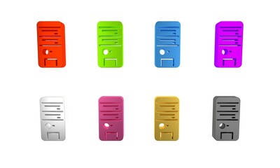 Colorful Computer icon isolated on white background. PC component sign. Minimalism concept. 3D render illustration