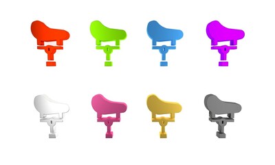 Colorful Bicycle seat icon isolated on white background. Bicycle saddle. Minimalism concept. 3D render illustration