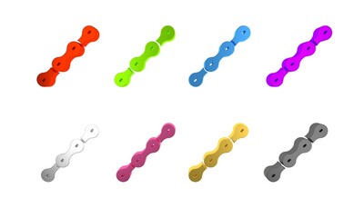 Colorful Bicycle chain icon isolated on white background. Bike chain sprocket transmission. Minimalism concept. 3D render illustration