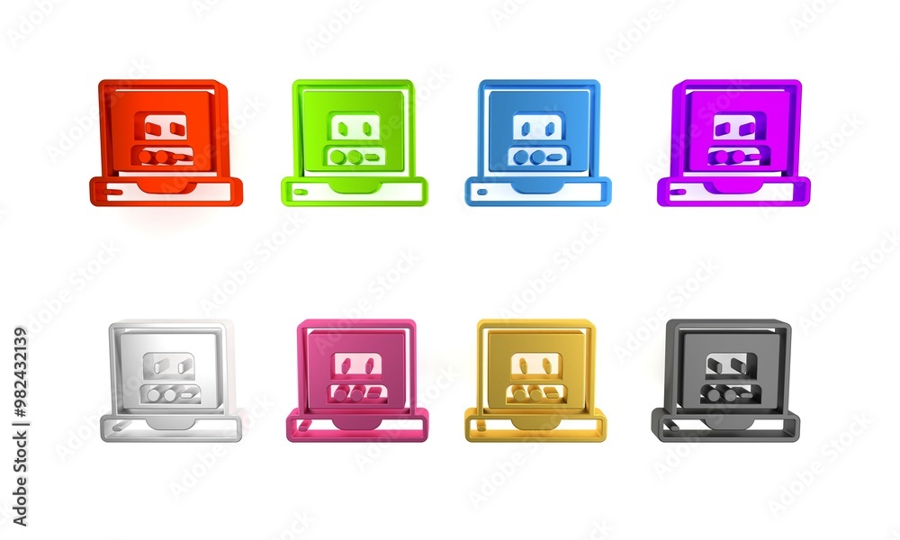 Poster colorful creating robot icon isolated on white background. artificial intelligence, machine learning