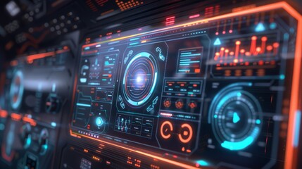 Obraz premium Futuristic Interface with Glowing Lights.