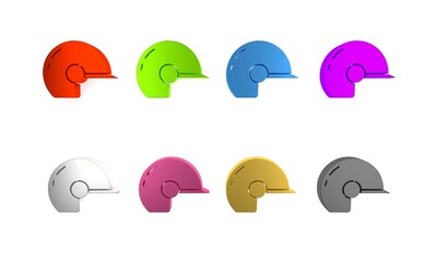 Colorful Baseball helmet icon isolated on white background. Minimalism concept. 3D render illustration