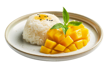 Mango sticky rice on a plate