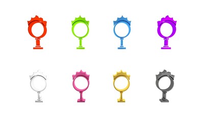 Colorful Circus fire hoop icon isolated on white background. Ring of fire flame. Round fiery frame. Minimalism concept. 3D render illustration