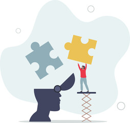 Mental health.Character with mental disorder fight against.flat design with people.