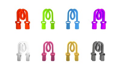 Colorful Jump rope icon isolated on white background. Skipping rope. Sport equipment. Minimalism concept. 3D render illustration