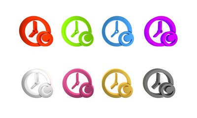 Colorful Time to sleep icon isolated on white background. Sleepy zzz. Healthy lifestyle. Minimalism concept. 3D render illustration