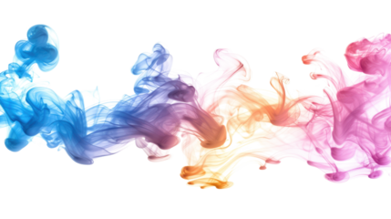 blue pink yellow smoke isolated on white or transparent png