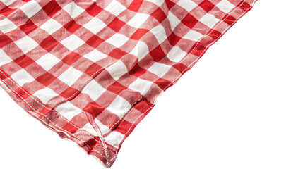 red checkered table cloth isolated on white or transparent png
