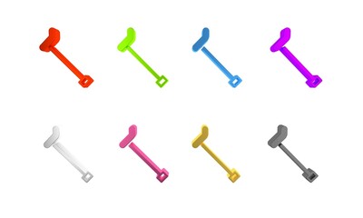 Colorful Walking stick cane icon isolated on white background. Minimalism concept. 3D render illustration