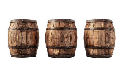 Obraz premium wooden oak barrels isolated on white or transparent png