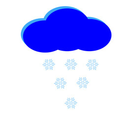 cloud with snowflakes on a white background,
